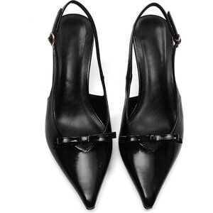 Slingback Heels for Women Kitten Heels Black Sexy Wedding Dress Party Pumps